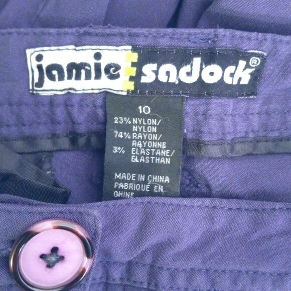 Jamie Sadock Size 10 Pants Womens Purple Button Closure High Waisted Zip Pockets - Picture 12 of 14